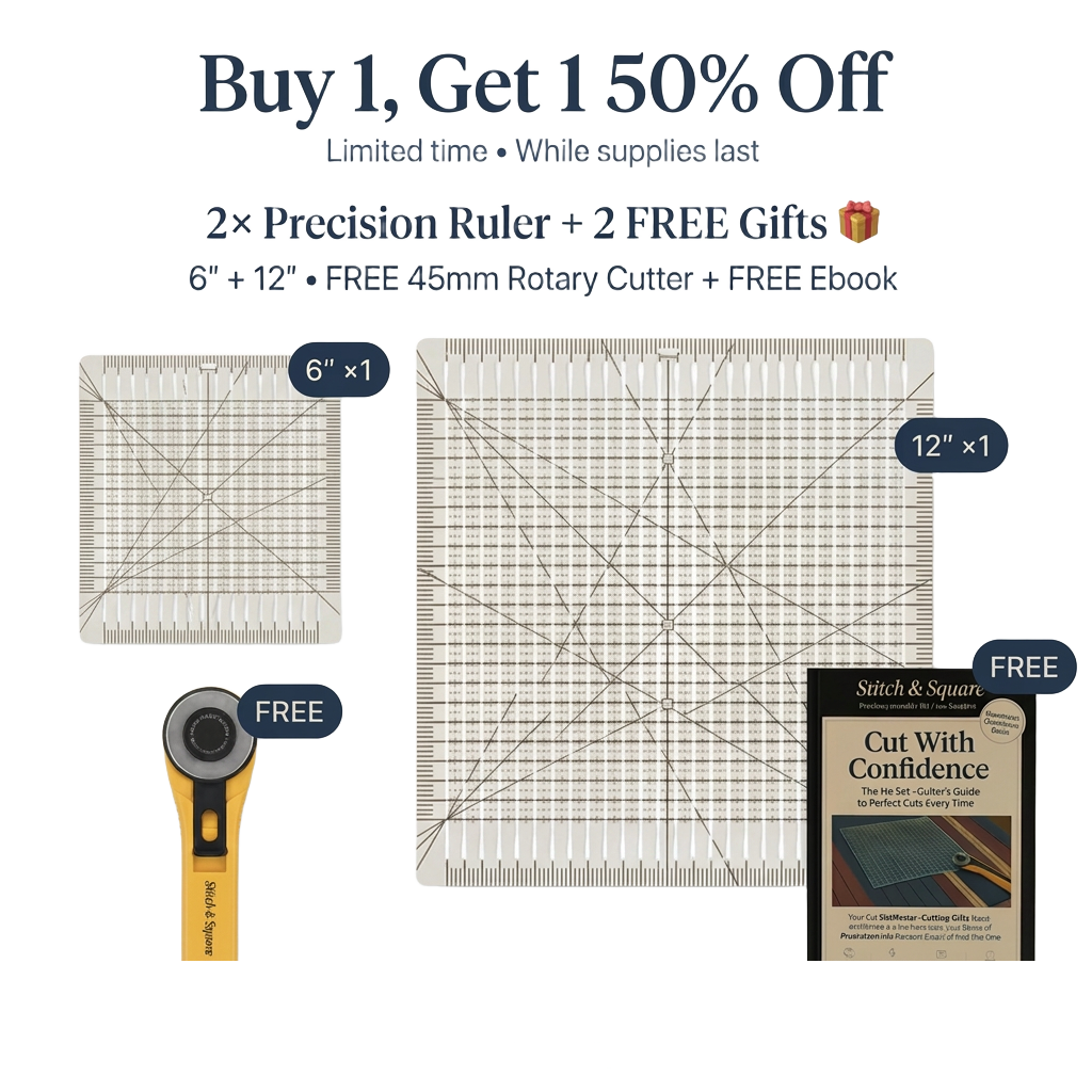 Buy 1 Get 1 50% Off bundle: 6-inch and 12-inch rulers with free rotary cutter and ebook